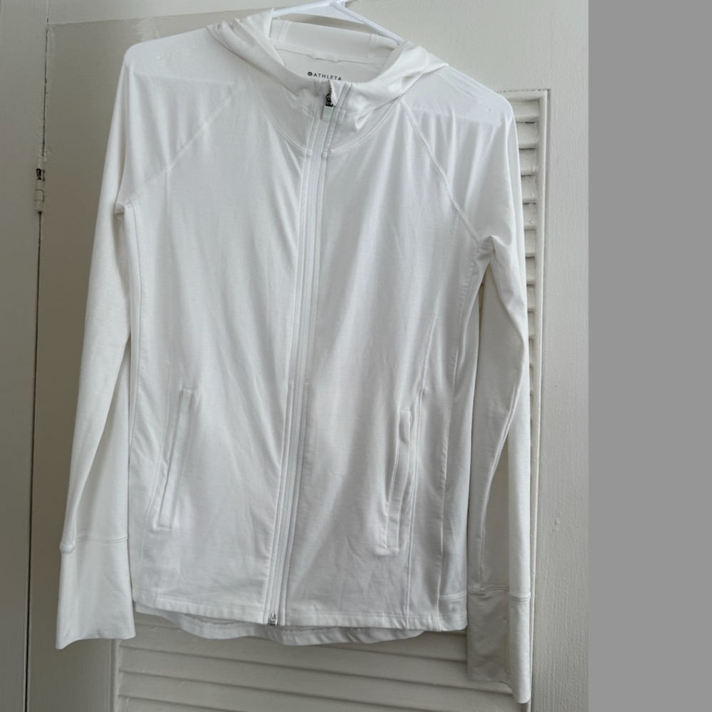 Athleta White Hooded Zip-Up